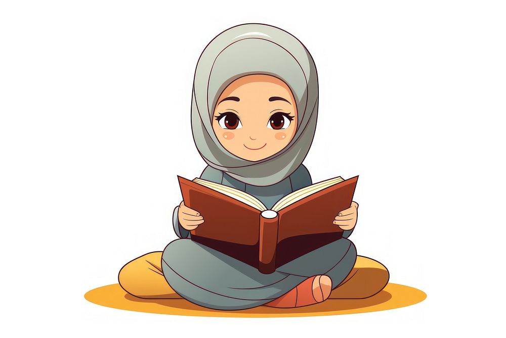 A muslim child reading publication cartoon book. AI generated Image by rawpixel.