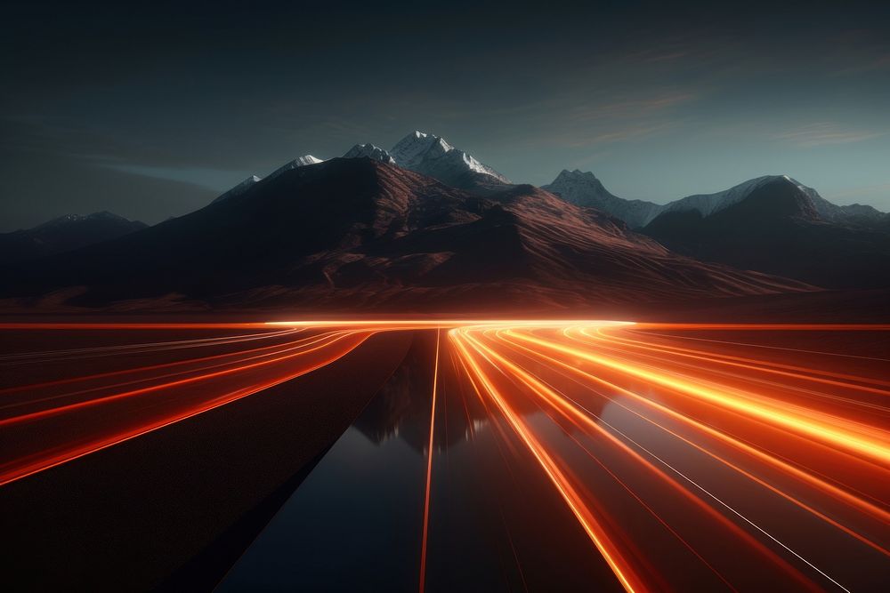 A deserted mountain highway leading you to a snowy mountain outdoors nature light. AI generated Image by rawpixel.
