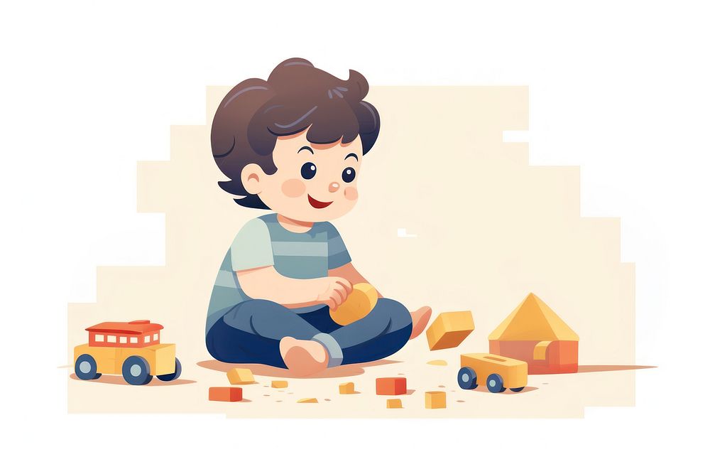 A little boy playing cartoon cute baby. AI generated Image by rawpixel.