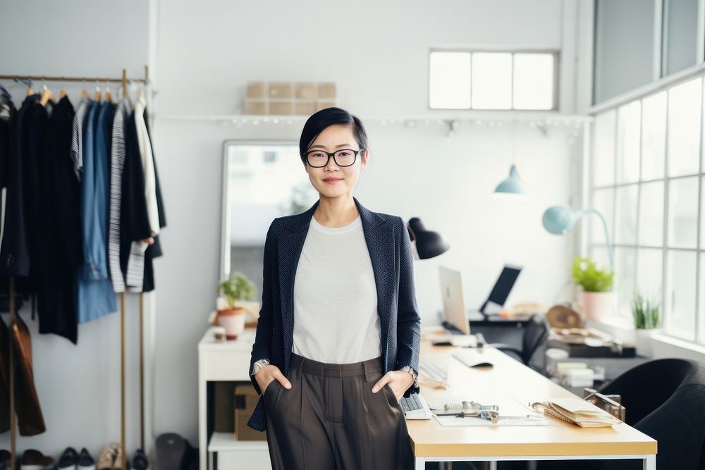 Taiwanese businesswoman computer office adult. AI generated Image by rawpixel.