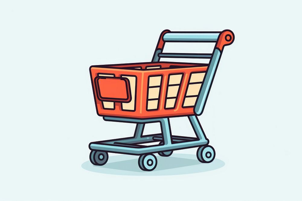 An empty shopping cart cartoon consumerism supermarket. AI generated Image by rawpixel.