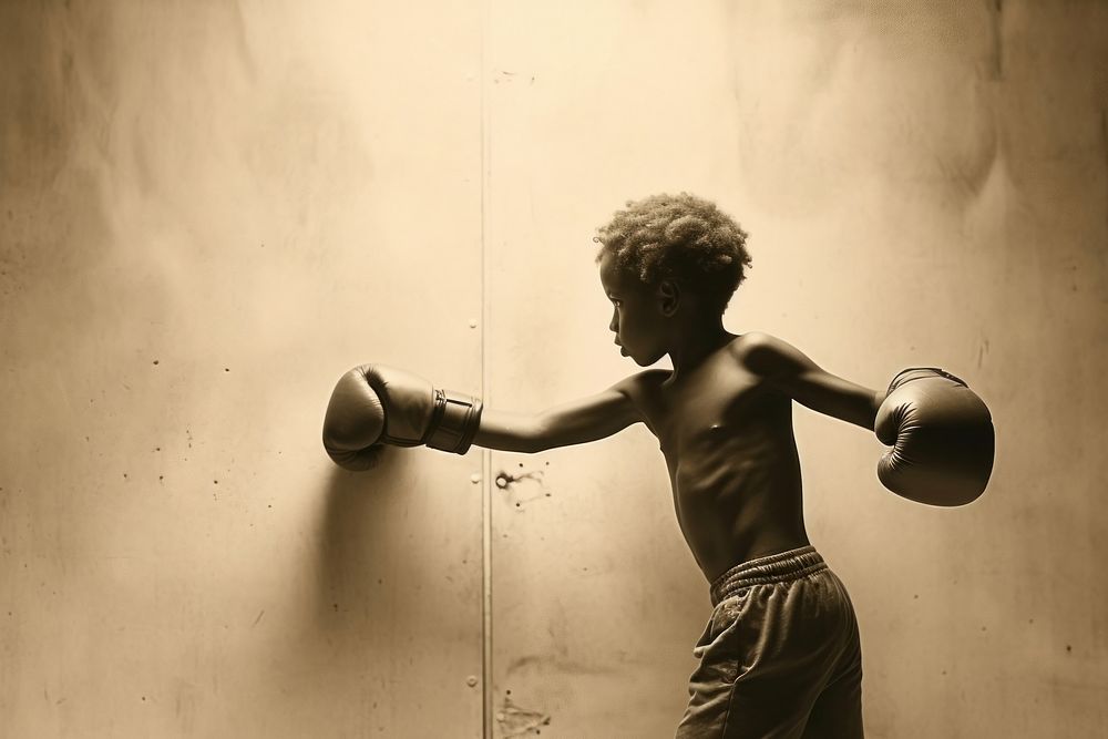 Boxing sports exercising monochrome. AI generated Image by rawpixel.