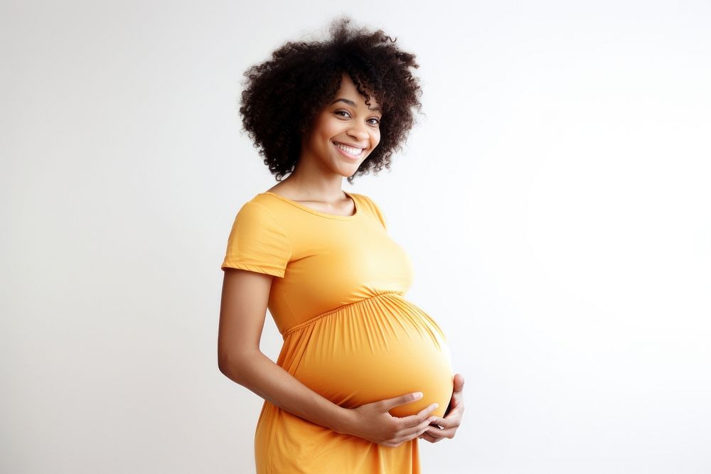Cheerful pregnant young cheerful portrait sleeve. AI generated Image by rawpixel.