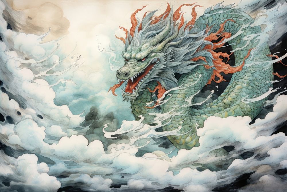 Chinese emperor dragon cloud representation creativity. AI generated Image by rawpixel.