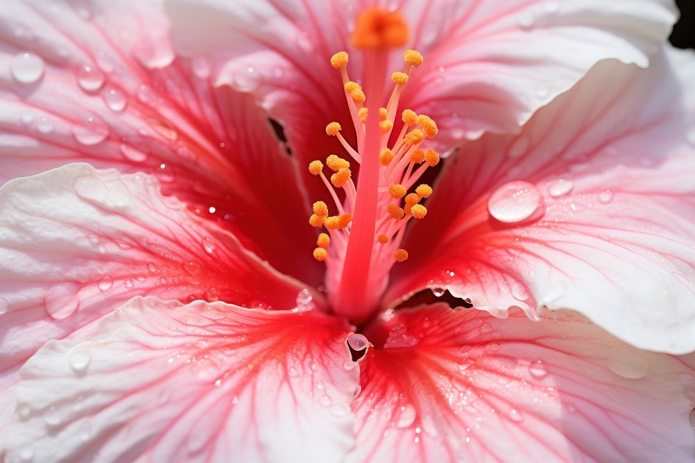 Tropical flower hibiscus blossom pollen. AI generated Image by rawpixel.