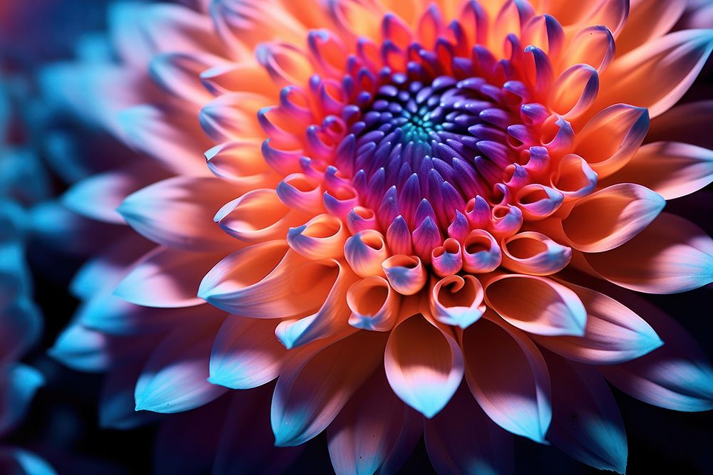 Neon flower dahlia plant inflorescence. AI generated Image by rawpixel.