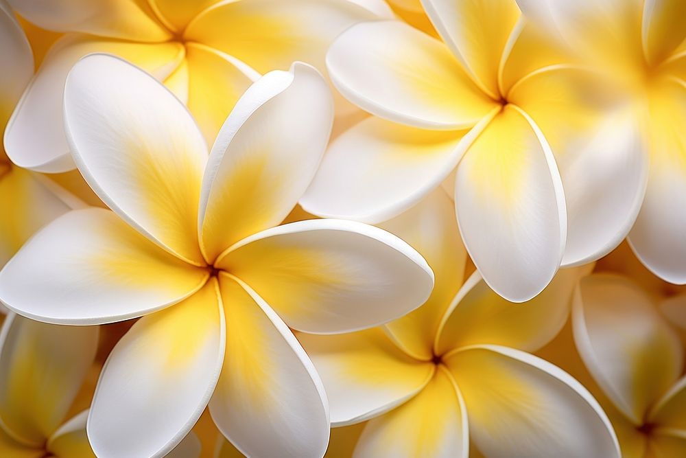 White and yellow Plumeria flower backgrounds petal. AI generated Image by rawpixel.