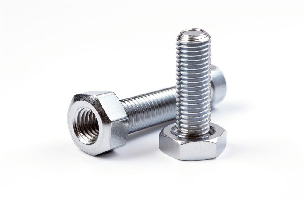 Bolt and nut white background dumbbell machine. AI generated Image by rawpixel.