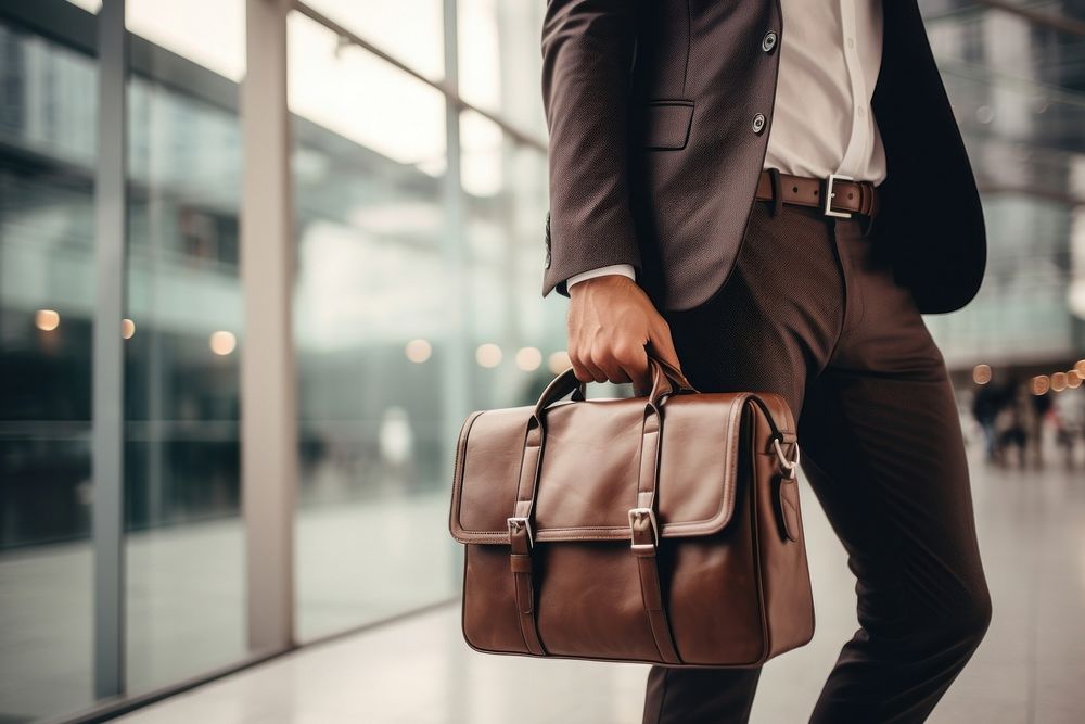 Businessman holding business bag briefcase luggage handbag. AI generated Image by rawpixel.