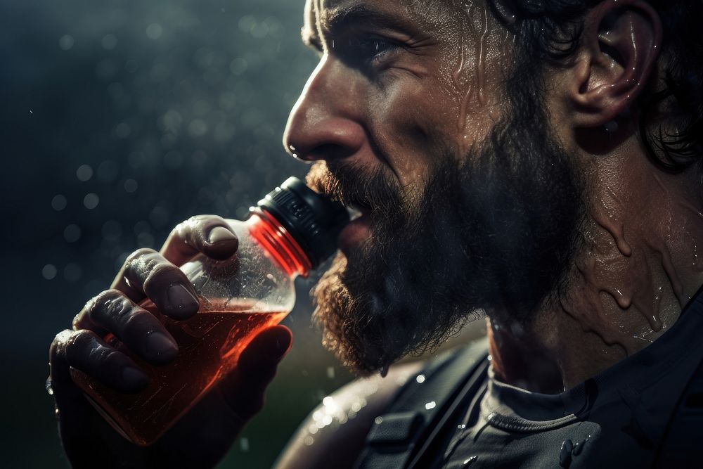 Fitness athelete drinking water adult refreshment headshot. AI generated Image by rawpixel.