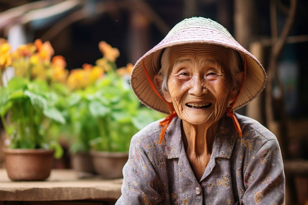 Korean grandma smile adult architecture retirement. AI generated Image by rawpixel.