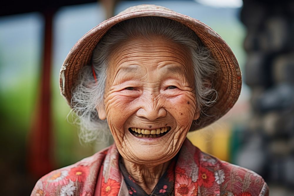 Korean grandma smile adult woman architecture. AI generated Image by rawpixel.