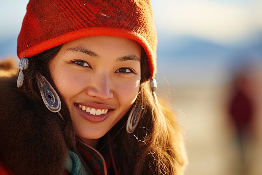 Mongolian woman smiling portrait adult smile. AI generated Image by rawpixel.
