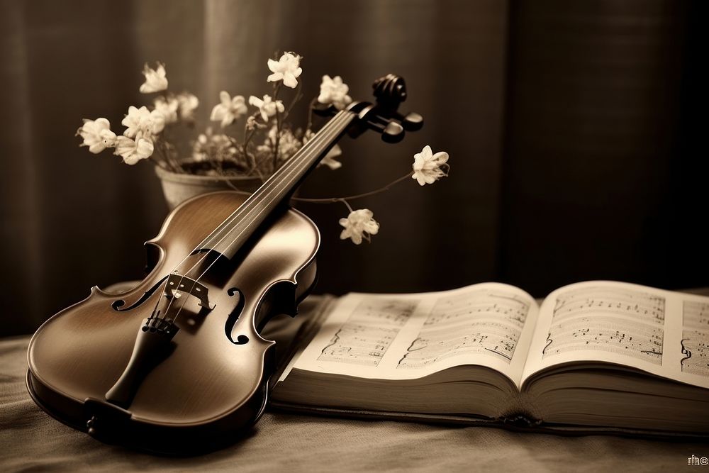 Classical music publication violin cello. AI generated Image by rawpixel.