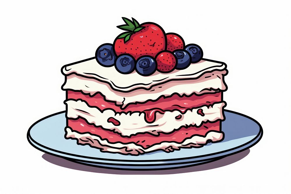 Isolated cake dessert cartoon berry. AI generated Image by rawpixel.
