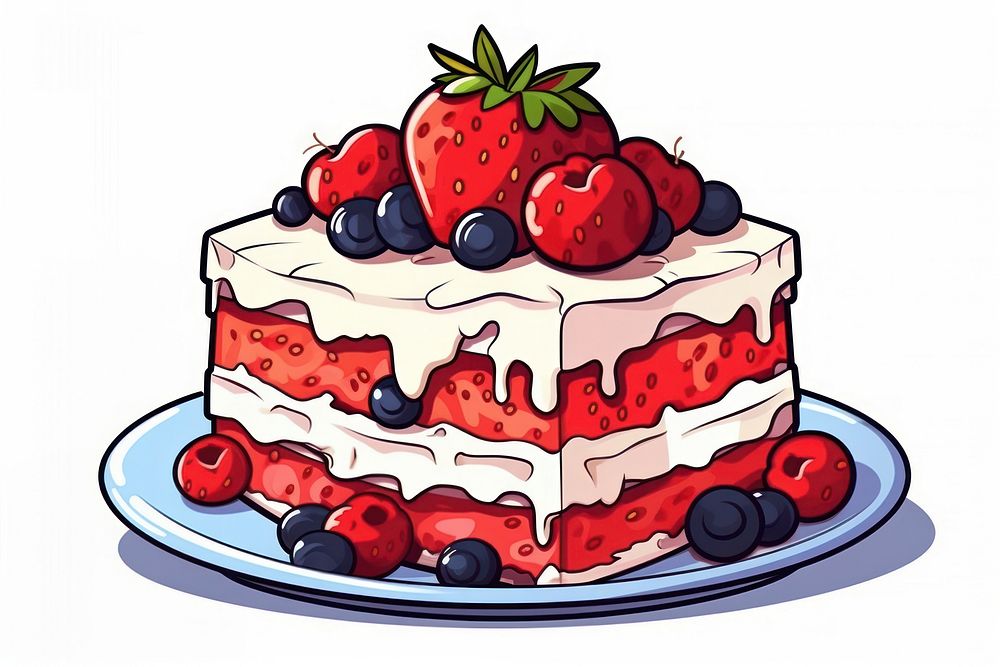 Isolated cake strawberry blueberry dessert. AI generated Image by rawpixel.