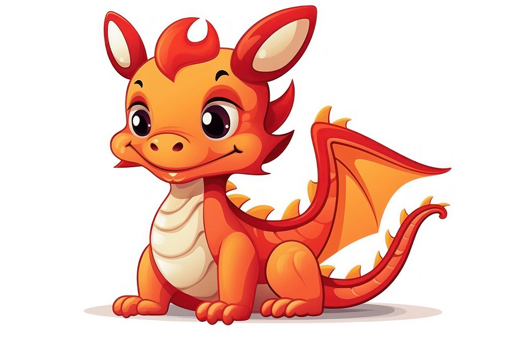 Isolated a dragon cartoon red representation. AI generated Image by rawpixel.