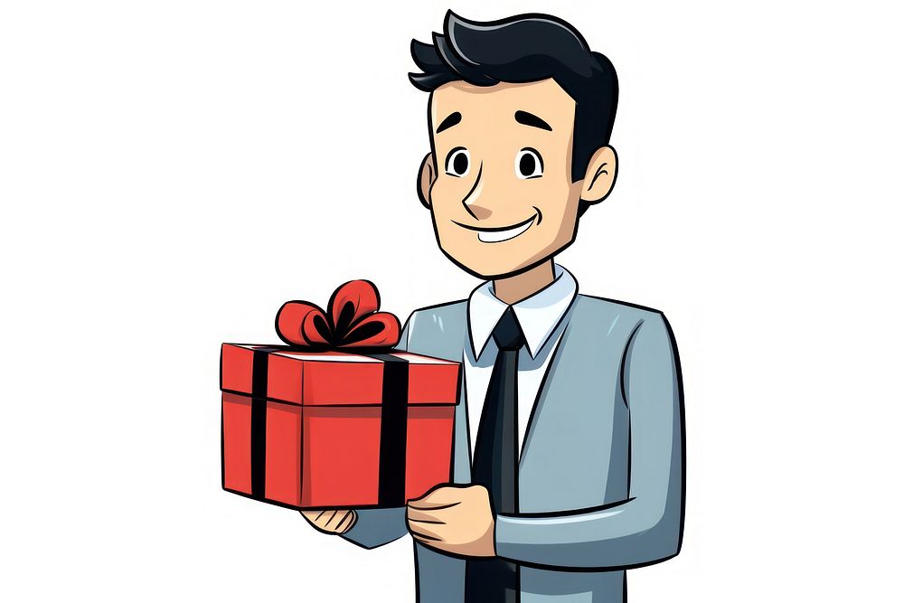 Isolated a man with the gift box cartoon adult red. AI generated Image by rawpixel.