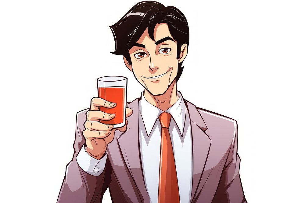 Isolated businessman drinking beer cartoon drawing glass. AI generated Image by rawpixel.