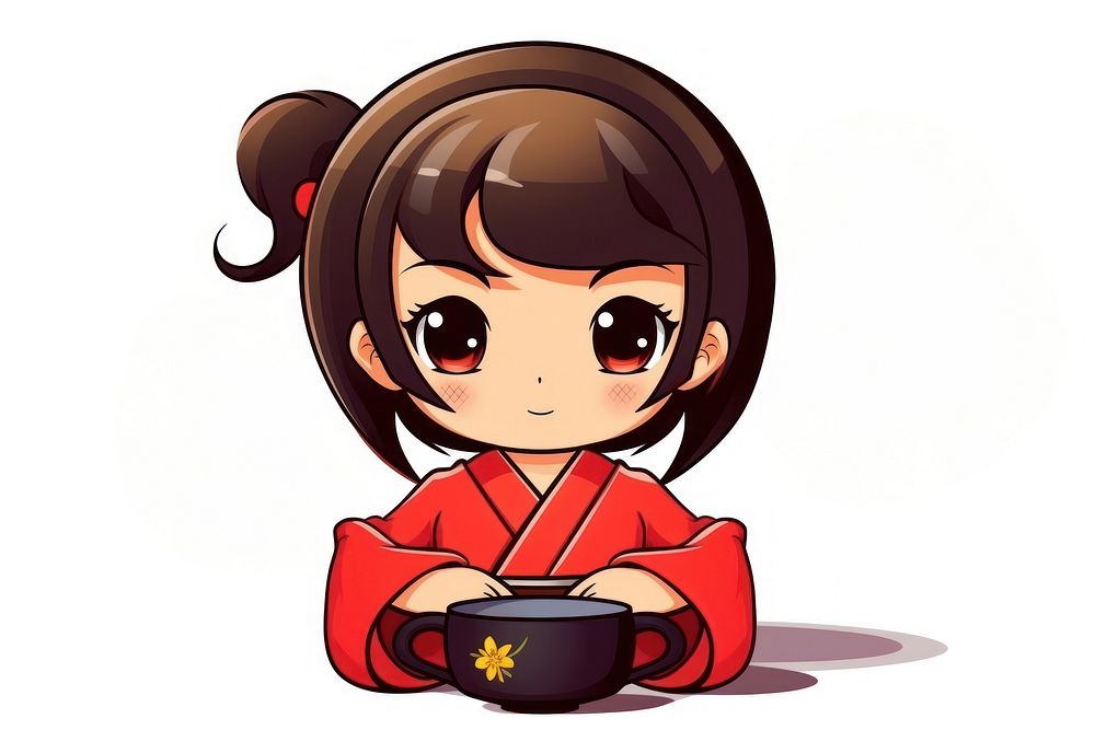 Isolated tea cartoon anime red. AI generated Image by rawpixel.