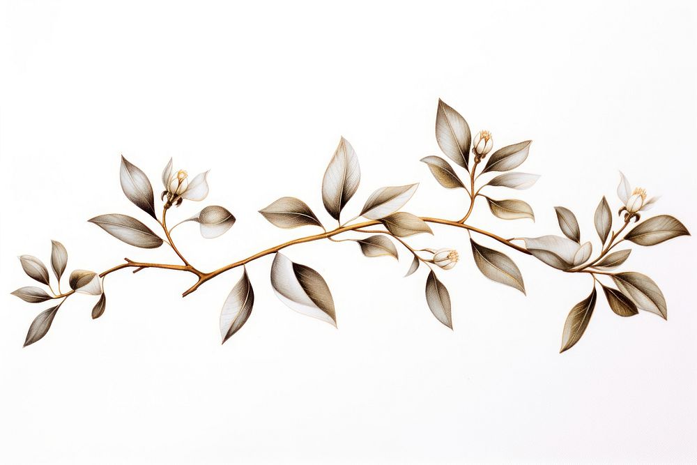 Coffee plant white leaf white background. AI generated Image by rawpixel.