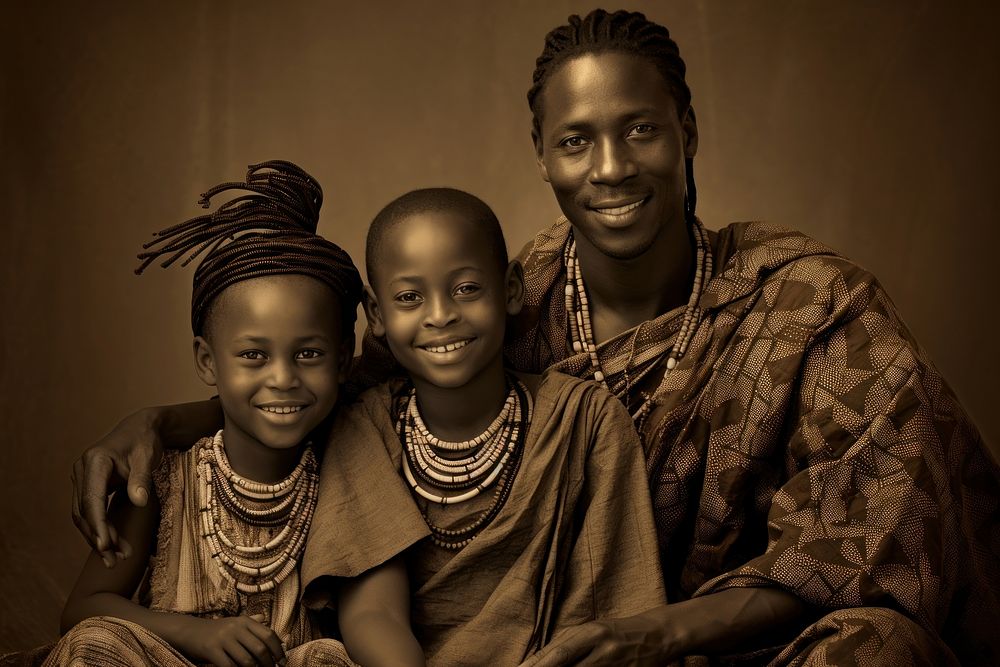 Happy African family photography portrait necklace. AI generated Image by rawpixel.