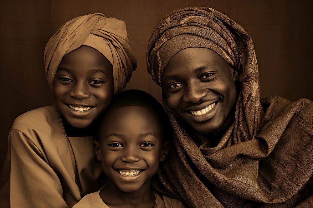 Happy African family photography portrait togetherness. AI generated Image by rawpixel.