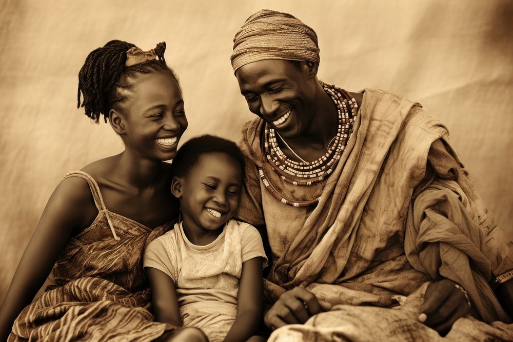 Happy African family photography laughing necklace. AI generated Image by rawpixel.