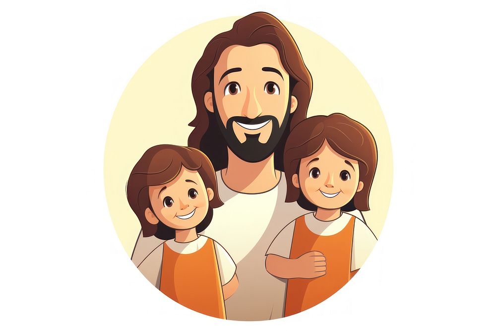 Happy jesus with children portrait cartoon baby. AI generated Image by rawpixel.