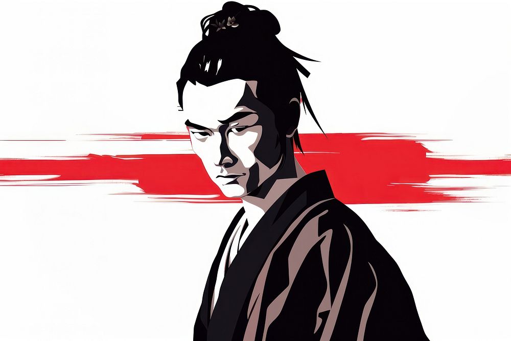 Close up of isolated samurai with katana adult creativity portrait. AI generated Image by rawpixel.