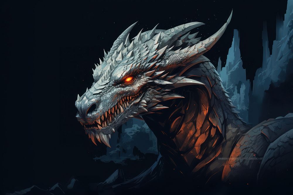 Illustration of dragon darkness cartoon nature. AI generated Image by rawpixel.