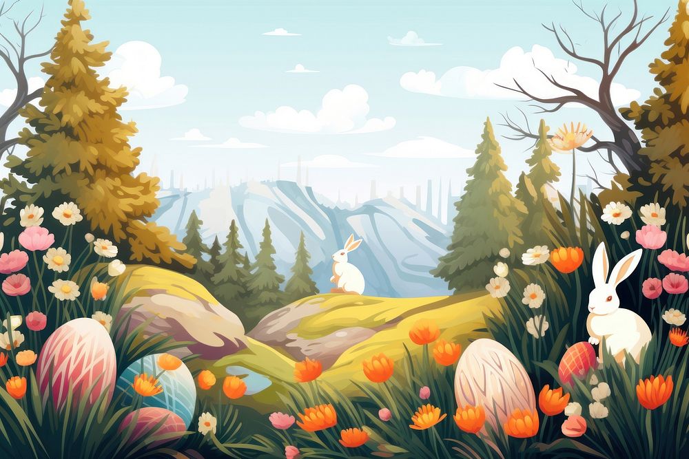 Easter garden outdoors painting nature. AI generated Image by rawpixel.