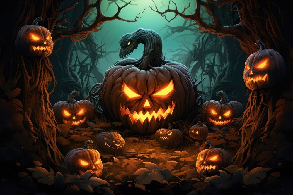 Illustration of Hallowenn halloween anthropomorphic jack-o'-lantern. AI generated Image by rawpixel.