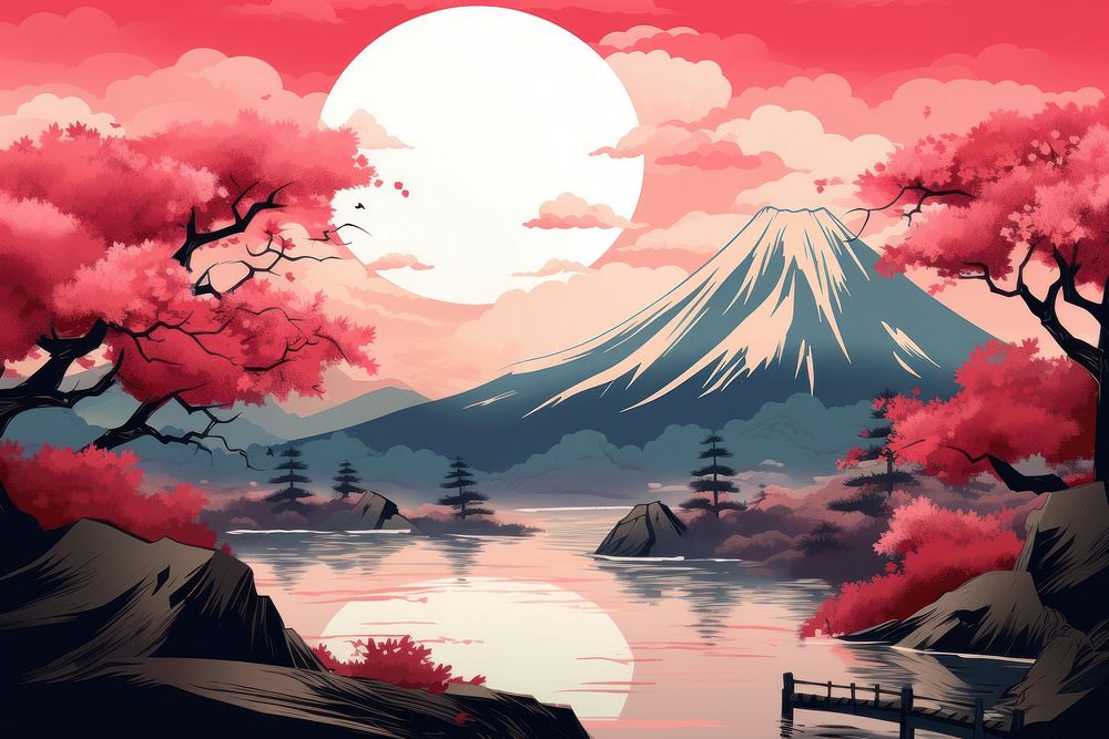 Japan landscape mountain outdoors nature. AI generated Image by rawpixel.