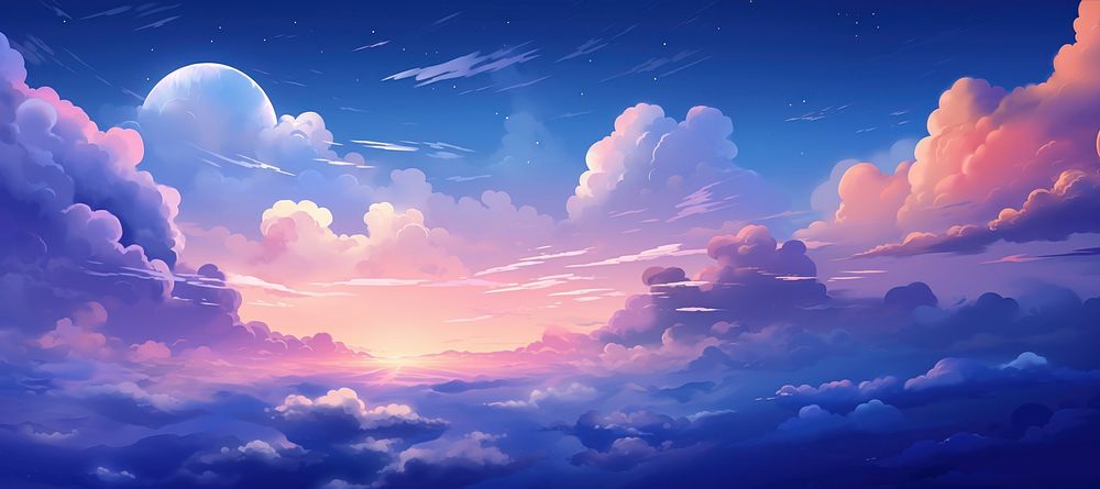 Illustration of sky landscape outdoors nature. AI generated Image by rawpixel.
