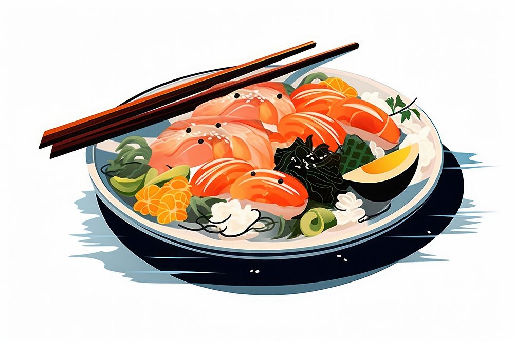 Isolated sashimi chopsticks plate food. AI generated Image by rawpixel.