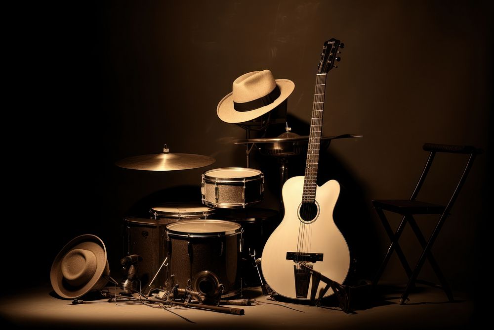Jazz percussion guitar drums. AI generated Image by rawpixel.