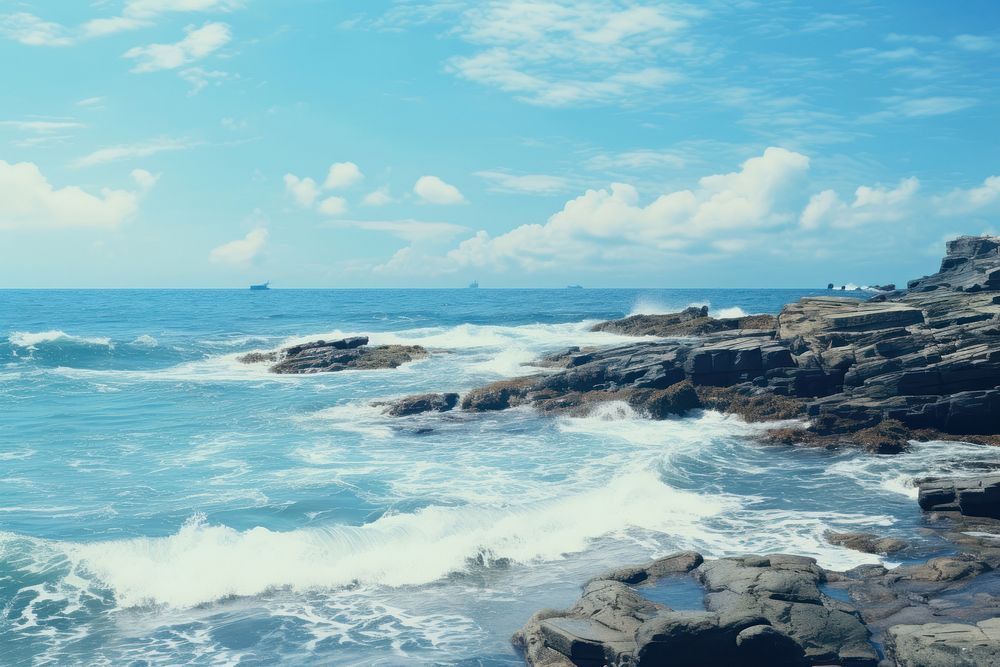 Ocean landscape outdoors horizon. AI generated Image by rawpixel.