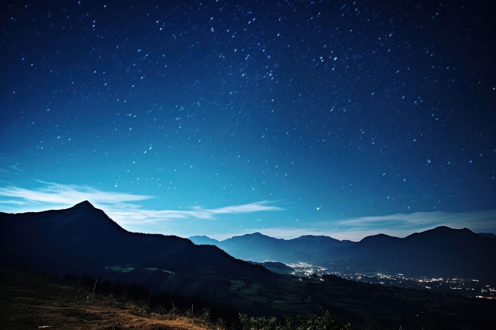 Mountain landscape night outdoors. AI generated Image by rawpixel.