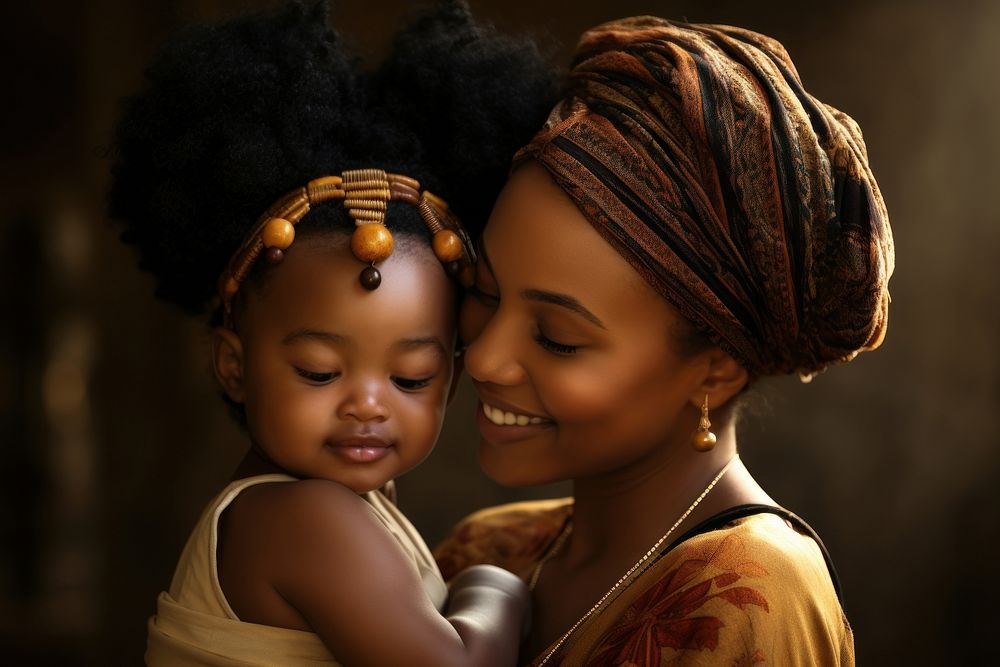Local African woman with her baby daughter in her arms photography portrait bonding. AI generated Image by rawpixel.