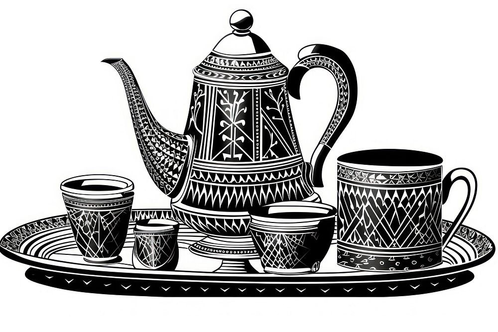 Moka pot porcelain teapot sketch. AI generated Image by rawpixel.