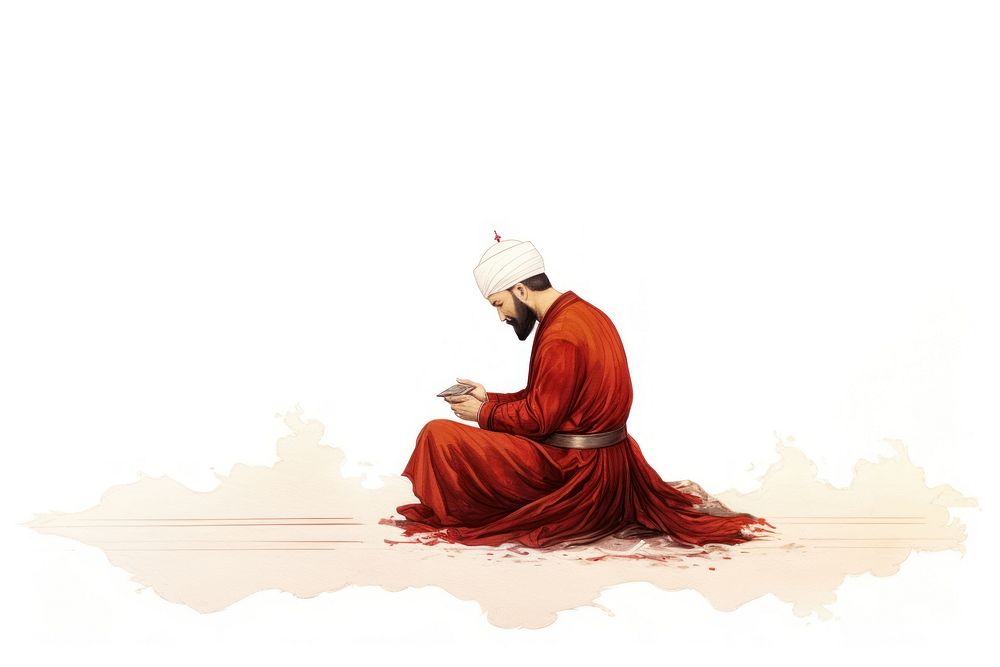 A muslim prayer adult man white background. AI generated Image by rawpixel.