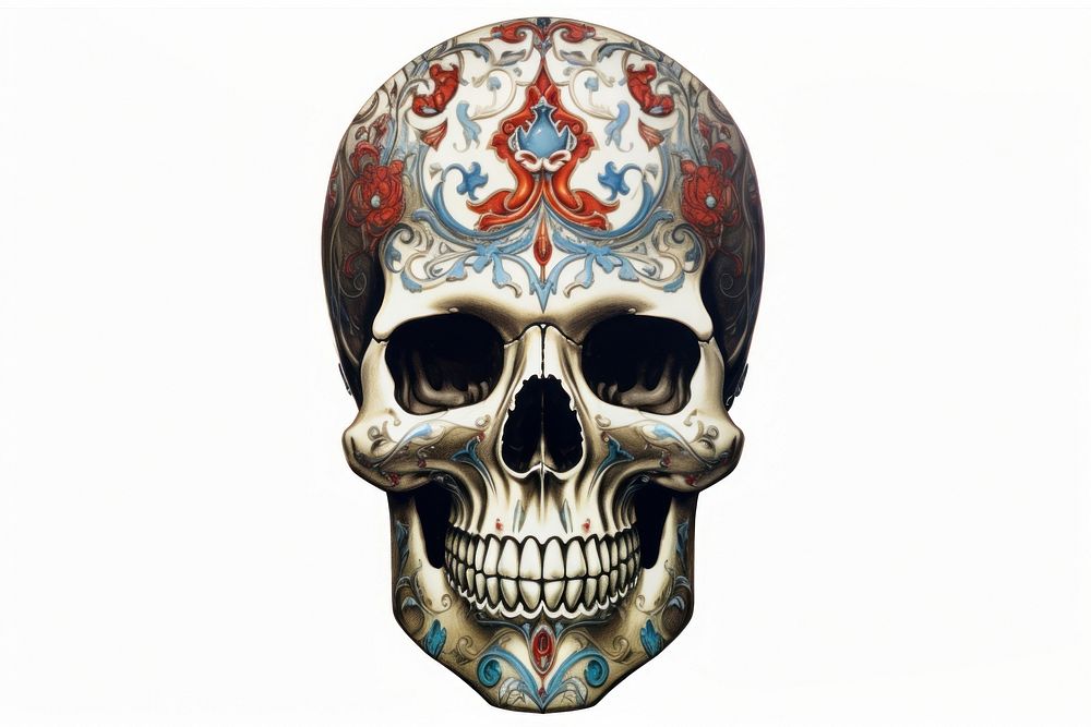 Skull art white background creativity. AI generated Image by rawpixel.