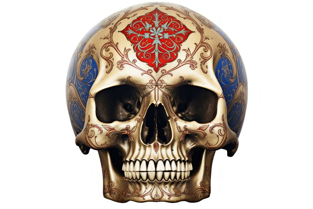 Skull white background headgear disguise. AI generated Image by rawpixel.