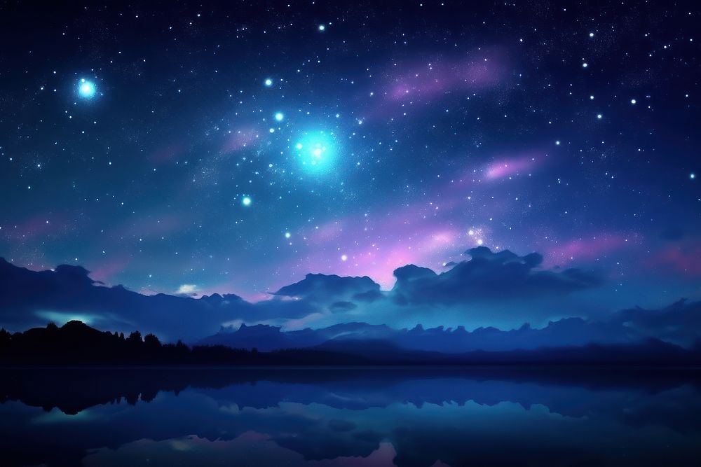 Pastel colors starry night sky landscape astronomy outdoors. AI generated Image by rawpixel.