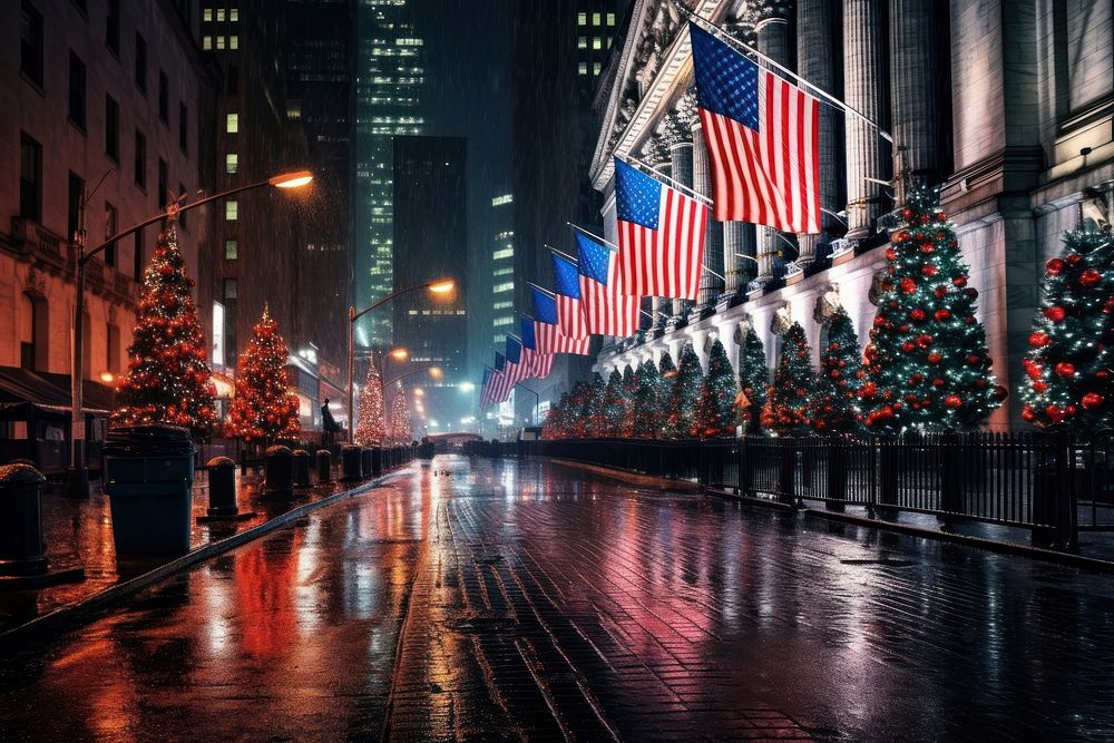 Wall street christmas architecture decoration. AI generated Image by rawpixel.