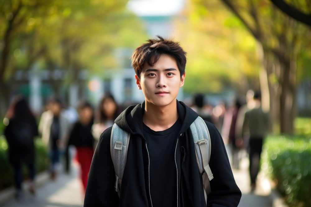 Male Chinese university student portrait standing people. AI generated Image by rawpixel.