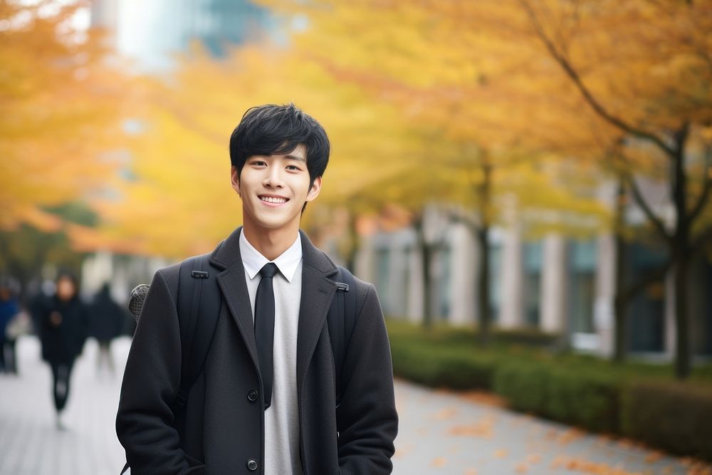 Male korean university student standing portrait people. AI generated Image by rawpixel.