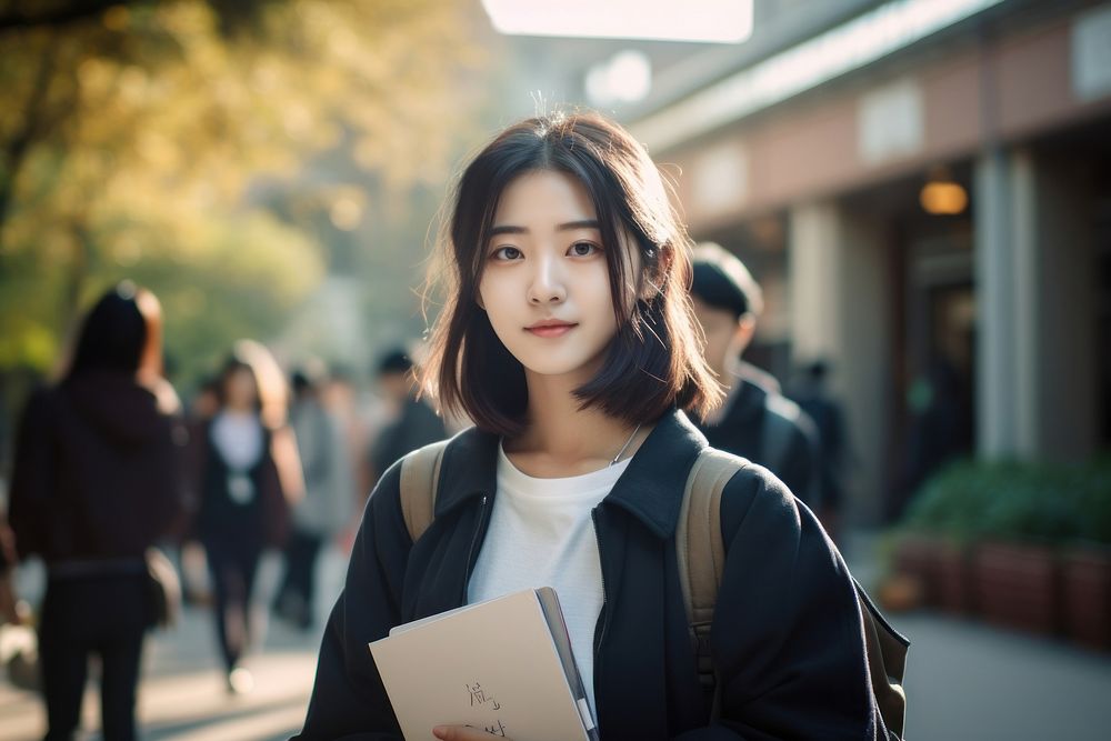 Female Chinese university student standing adult woman. AI generated Image by rawpixel.