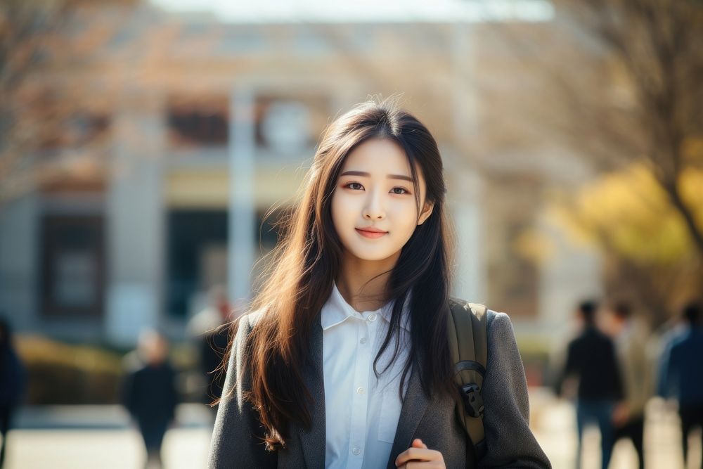 Female korean university student portrait standing adult. AI generated Image by rawpixel.